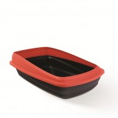 Cat Love Litter Pan with Removable Rim - Red (Large)